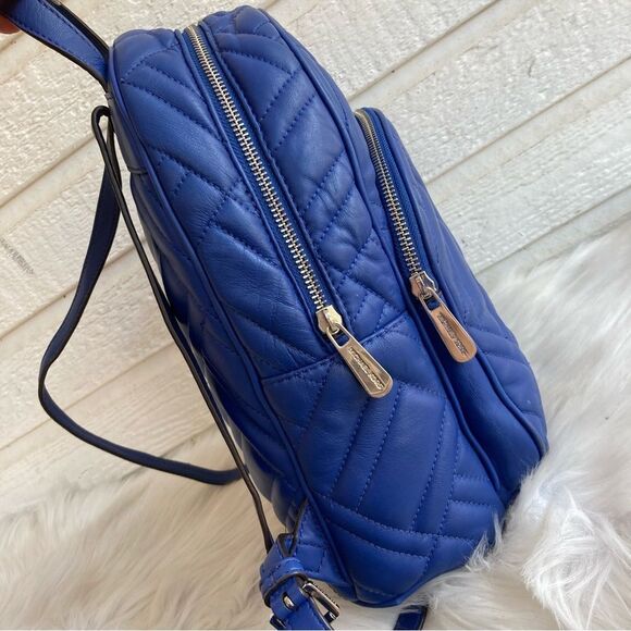 MICHAEL KORS Royal Blue Backpack Shoulder Bag Sheila Jet Set Jaycee Cooper Quilt - Picture 10 of 11